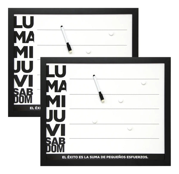 Pack 2 Pizarra Organizadora Semanal 50x40 Pared Magnetica