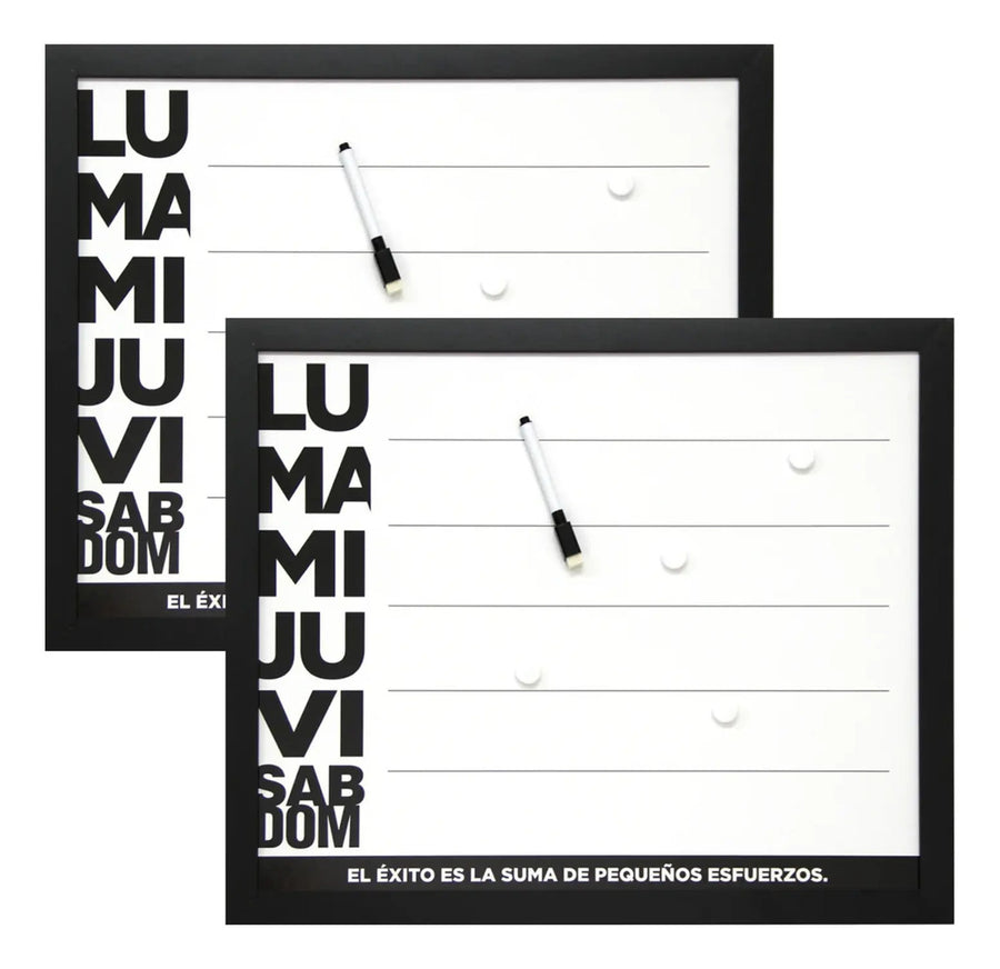 Pack 2 Pizarra Organizadora Semanal 50x40 Pared Magnetica