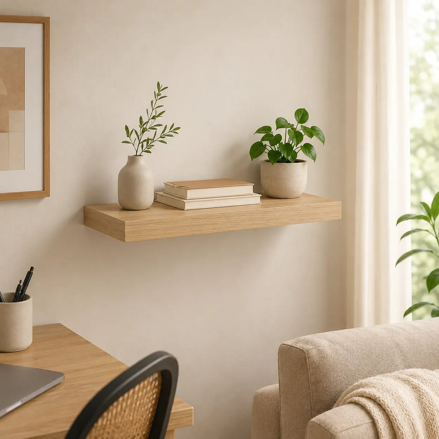 Repisa Flotante Madera 30x25 Soporte Oculto Atma Home