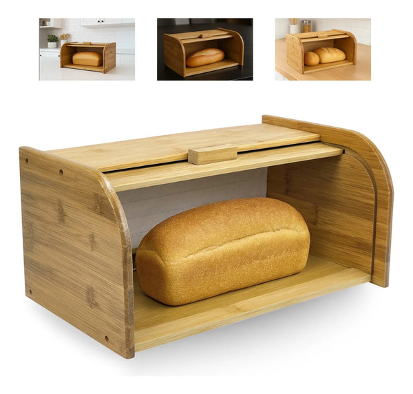 Caja Panera Bambu Con Tapa Deslizante